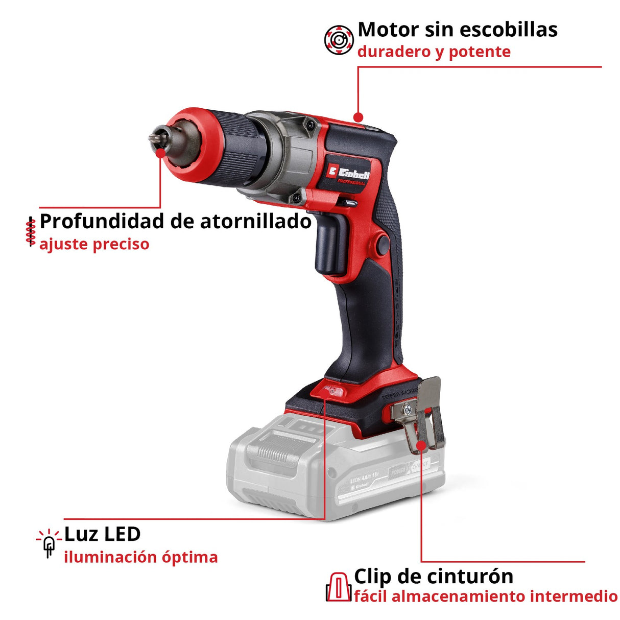 Atornillador Drywall Inalámbrico 18V 5000 rpm TP-DY 18 Li BL Solo Einhell - detalle 2