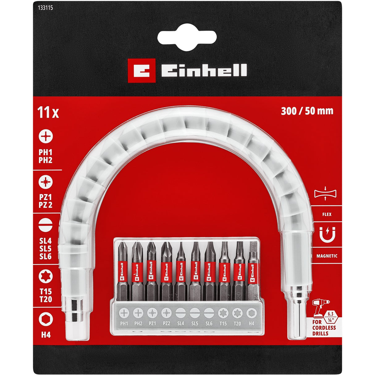 Set 10 Puntas Combinadas + Eje Flexible Einhell - detalle 4