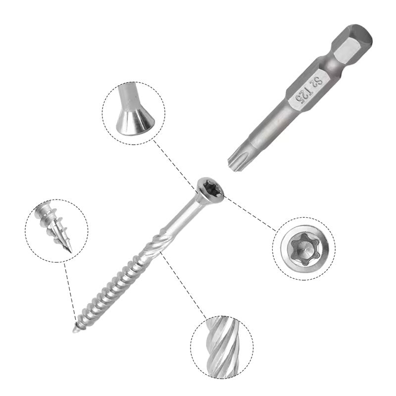 Tornillo Para Madera HBS Cabeza Plana Torx T-25 Zincado SafeMax