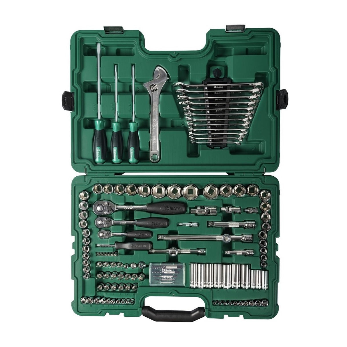 Juego Dados Hexagonal mm pulg 1/4"-3/8"-1/2" 124Pzs Sata