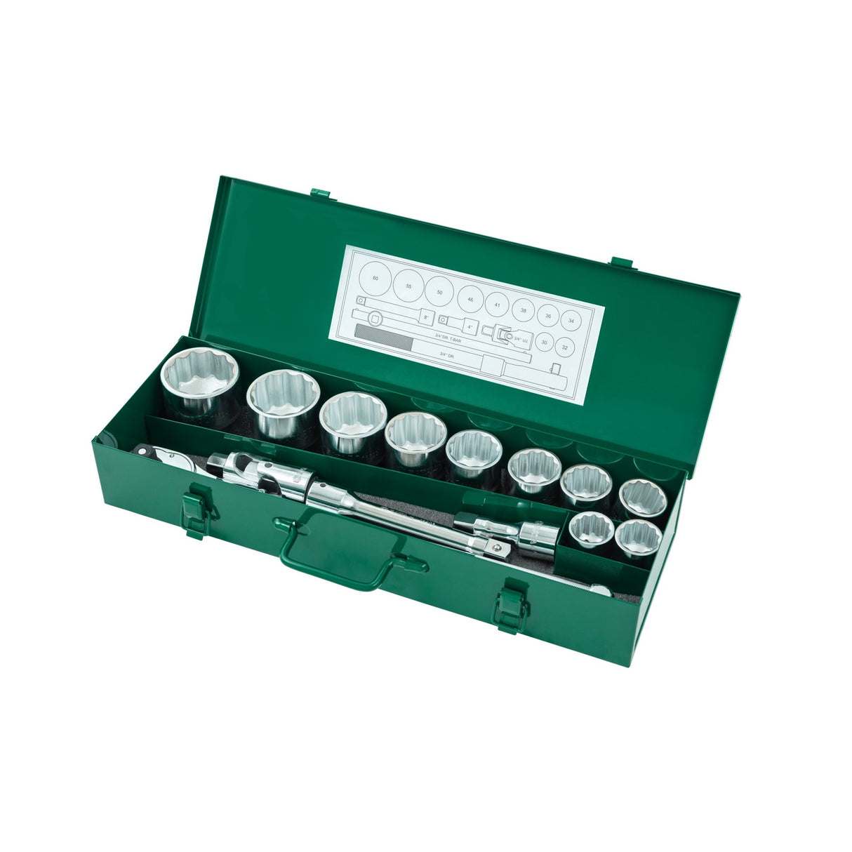 Juego Dados 12 Puntas 3/4" 30-60mm 15Pzs Sata