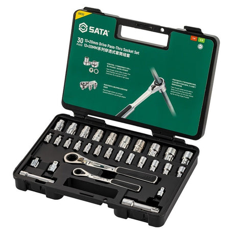 Juego Dados Vortex 1/4"-3/8" 3.5-19mm 30Pzs Sata