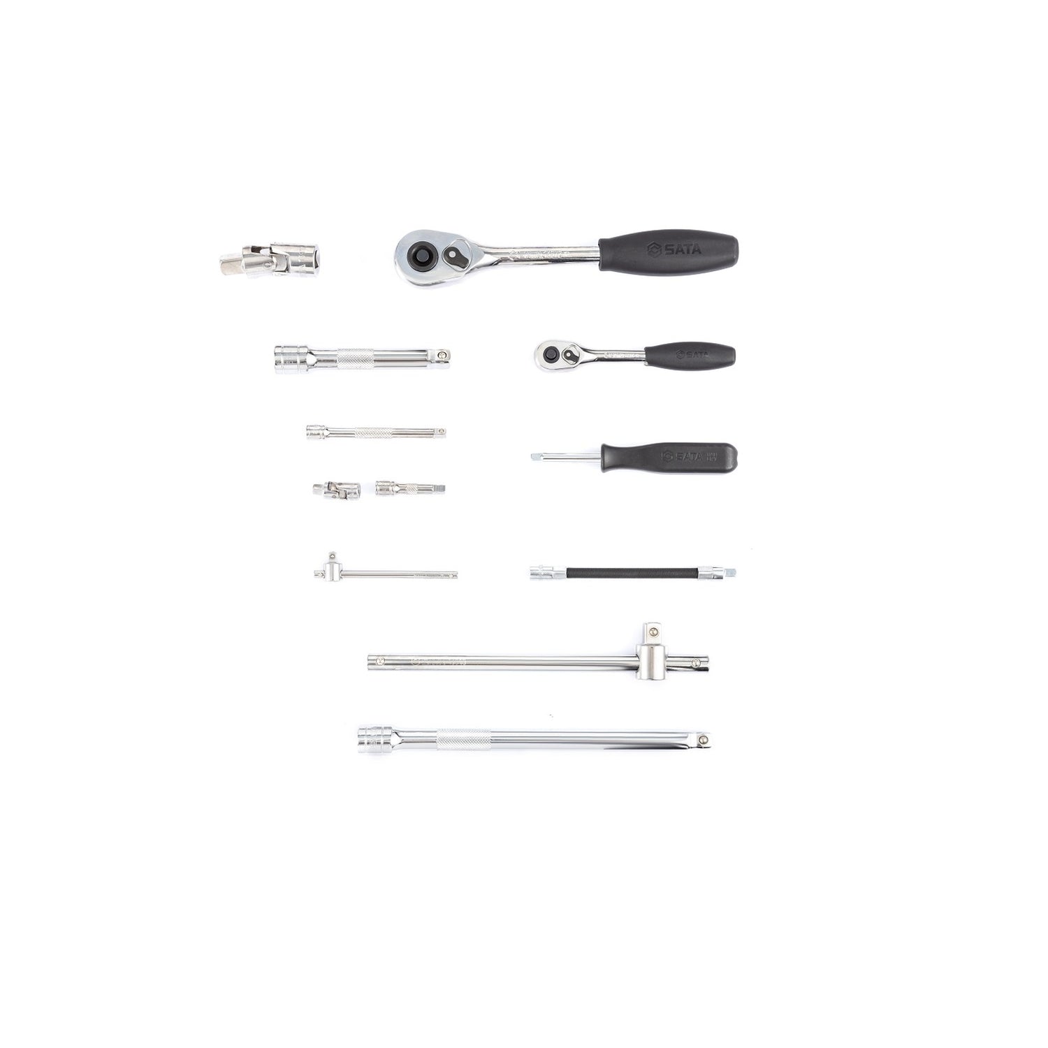 Juego Llaves Y Dados Hexagonal 1/4"-1/2" 76Pzs Sata