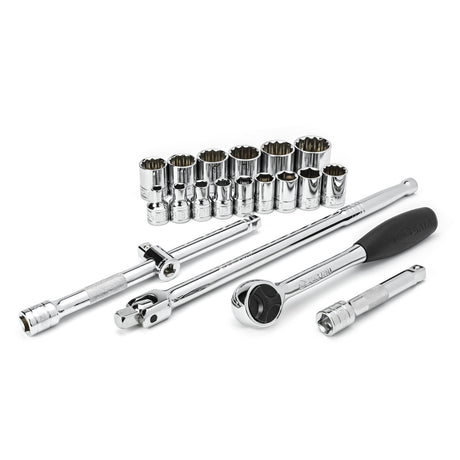 Juego Dados Hexagonal Y 12 Puntas 1/2" 5/16"-1.1/4" 20Pzs Sata