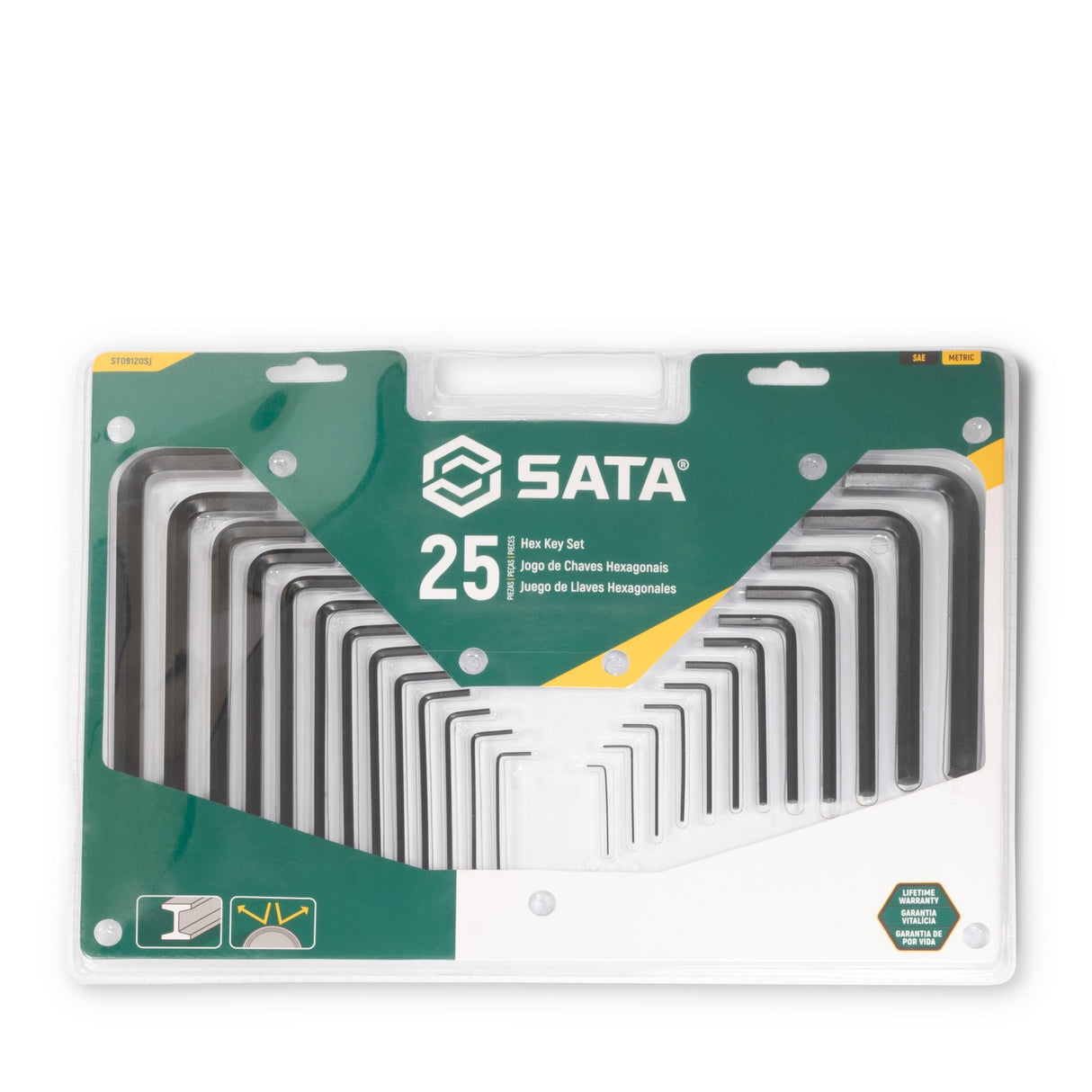 Juego Llaves Allen mm pulg 25Pzs Sata