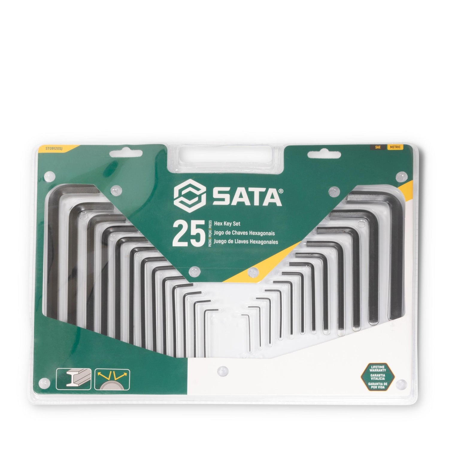 Juego Llaves Allen mm pulg 25Pzs Sata
