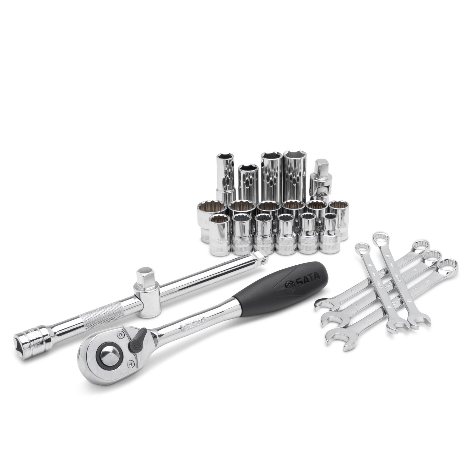 Juego Dados Hexagonal Y 12 Puntas mm 1/2" 25Pzs Sata
