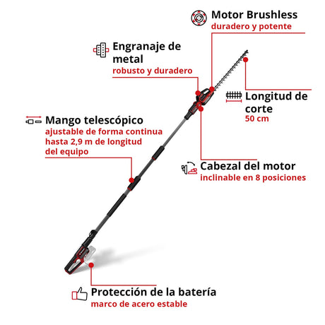 Cortasetos de Altura Inalámbrico 18V 550 mm GP-HH 18/50 Li T Solo Einhell - detalle 5