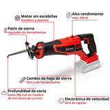 Sierra Sable Inalámbrica 18V 200 mm TE-AP 18/28 Solo Einhell - detalle 2