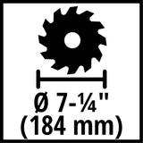 Sierra Circular Inalámbrica 18V 184 mm 7-1/4 Pulg TE-CS 18/190 Solo Einhell - detalle 3