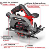 Sierra Circular Inalámbrica 18V 165 mm TP-CS 18/165 Solo Einhell - detalle 5