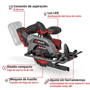 Sierra Circular Inalámbrica 18V 136 mm TP-CS 18/136-C Solo Einhell