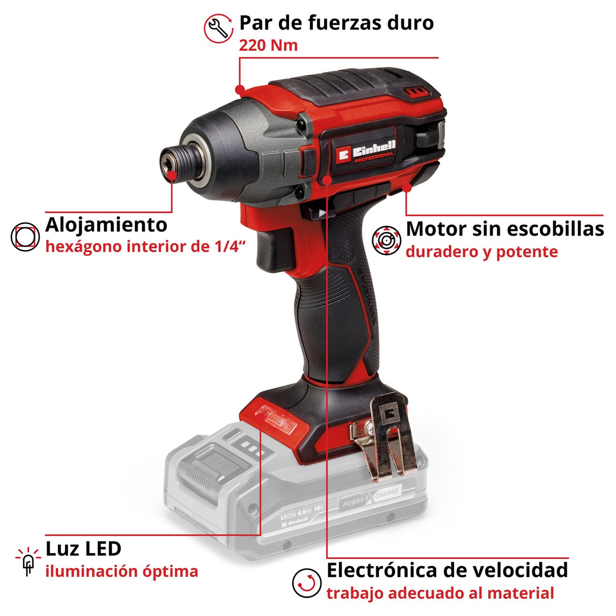 Atornillador de Impacto Inalámbrico 18V 220 Nm TP-CI 18/220 Solo Einhell - detalle 7