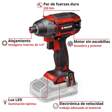 Atornillador de Impacto Inalámbrico 18V 220 Nm TP-CI 18/220 Solo Einhell - detalle 7