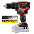 Taladro percutor inalámbrico Einhell TP-CD 18/60 Li-i BL Professional en rojo y negro, con mango auxiliar y sin batería montada