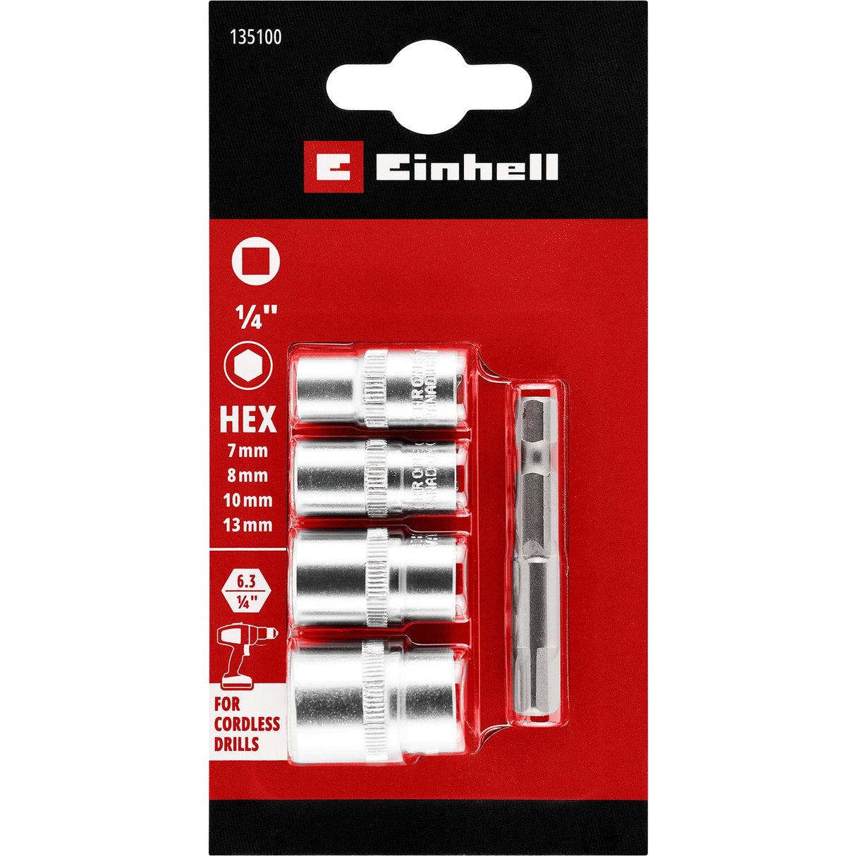 Set Dados Hexagonales 7-13 mm + Adaptador 50 mm Einhell - detalle 3