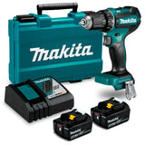 Taladro Atornillador Percutor 18V con 2 Baterías 3,0 Ah Makita