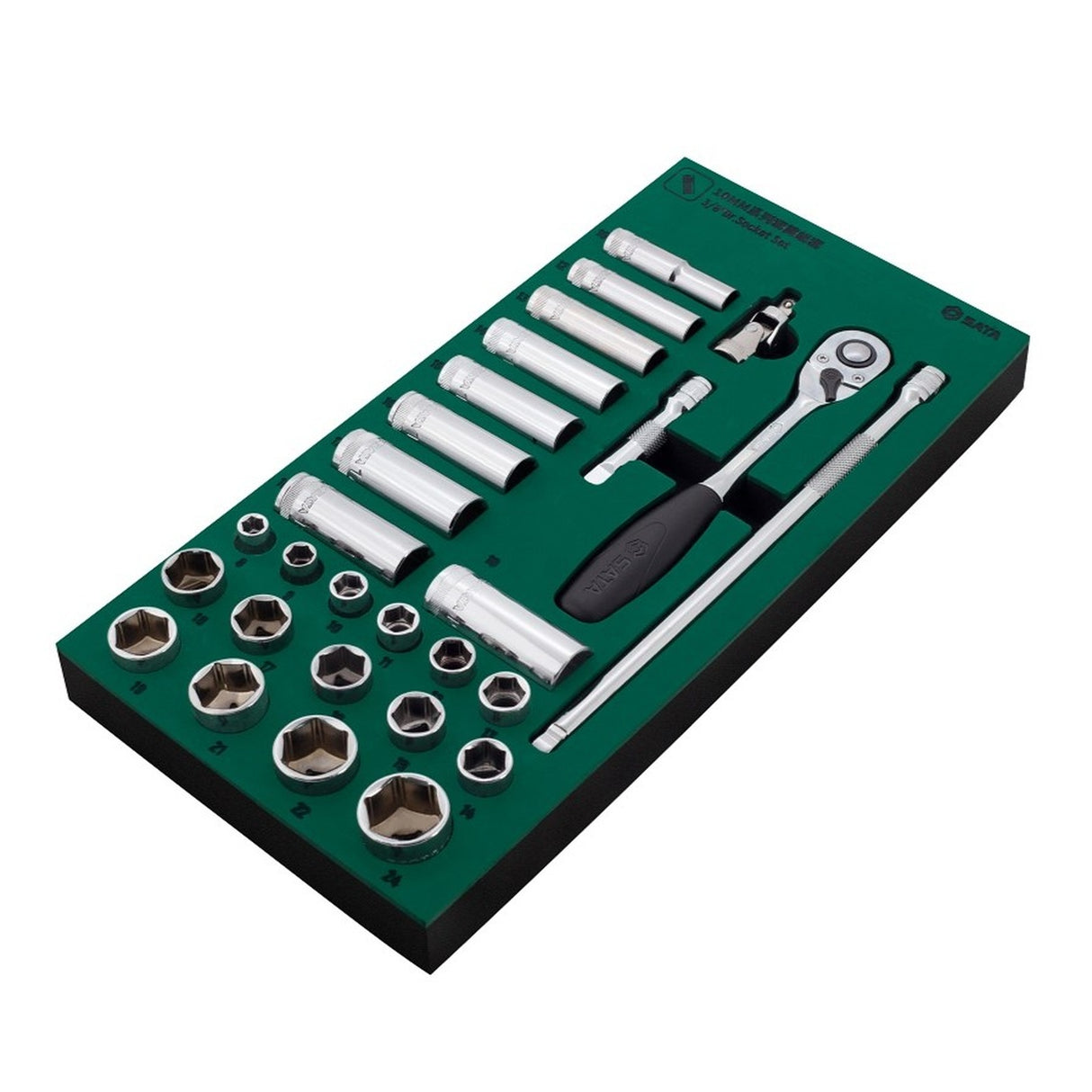 Juego Dados Hexagonal 3/8" 8-24mm 33Pzs Sata