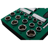 Juego Dados Hexagonal 3/8" 8-24mm 33Pzs Sata