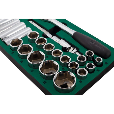 Juego Dados Hexagonal 1/2" 10-34mm 27Pzs Sata