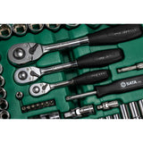 Juego Dados Hexagonal Completo 1/4"-3/8"-1/2" 150Pzs Sata