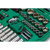 Juego Dados Hexagonal Completo 1/4"-3/8"-1/2" 150Pzs Sata