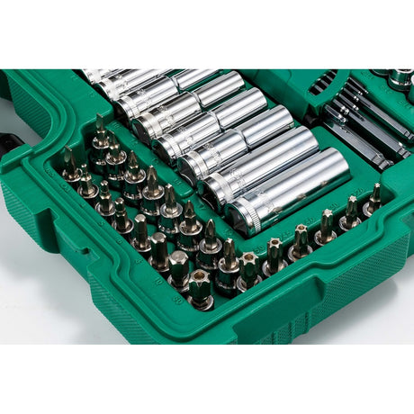 Juego Dados Hexagonal Completo 1/4"-3/8"-1/2" 150Pzs Sata