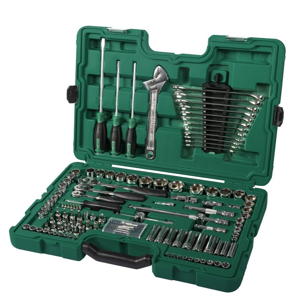 Juego Dados Hexagonal mm pulg 1/4"-3/8"-1/2" 124Pzs Sata