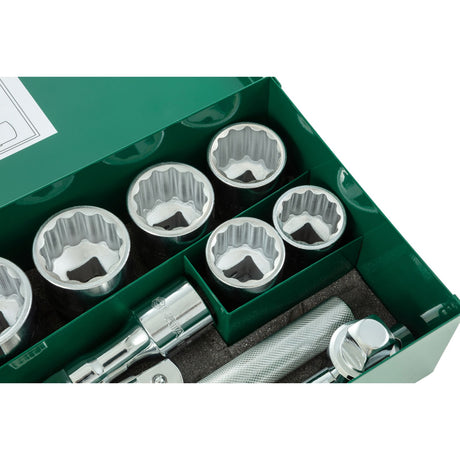 Juego Dados 12 Puntas 3/4" 30-60mm 15Pzs Sata