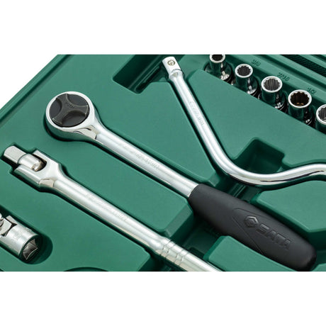 Juego Dados 12 Puntas 1/2" 5/16"-1.1/4" 22Pzs Sata