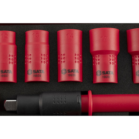 Juego Dados Hexagonal 3/8" Aislado VDE 8-22mm 16Pzs Sata