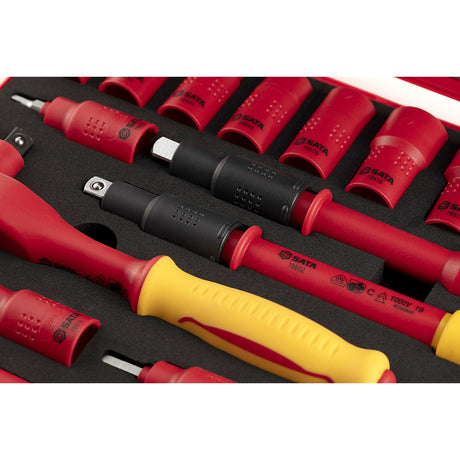 Juego Dados Hexagonal 3/8" Aislado VDE 8-22mm 16Pzs Sata