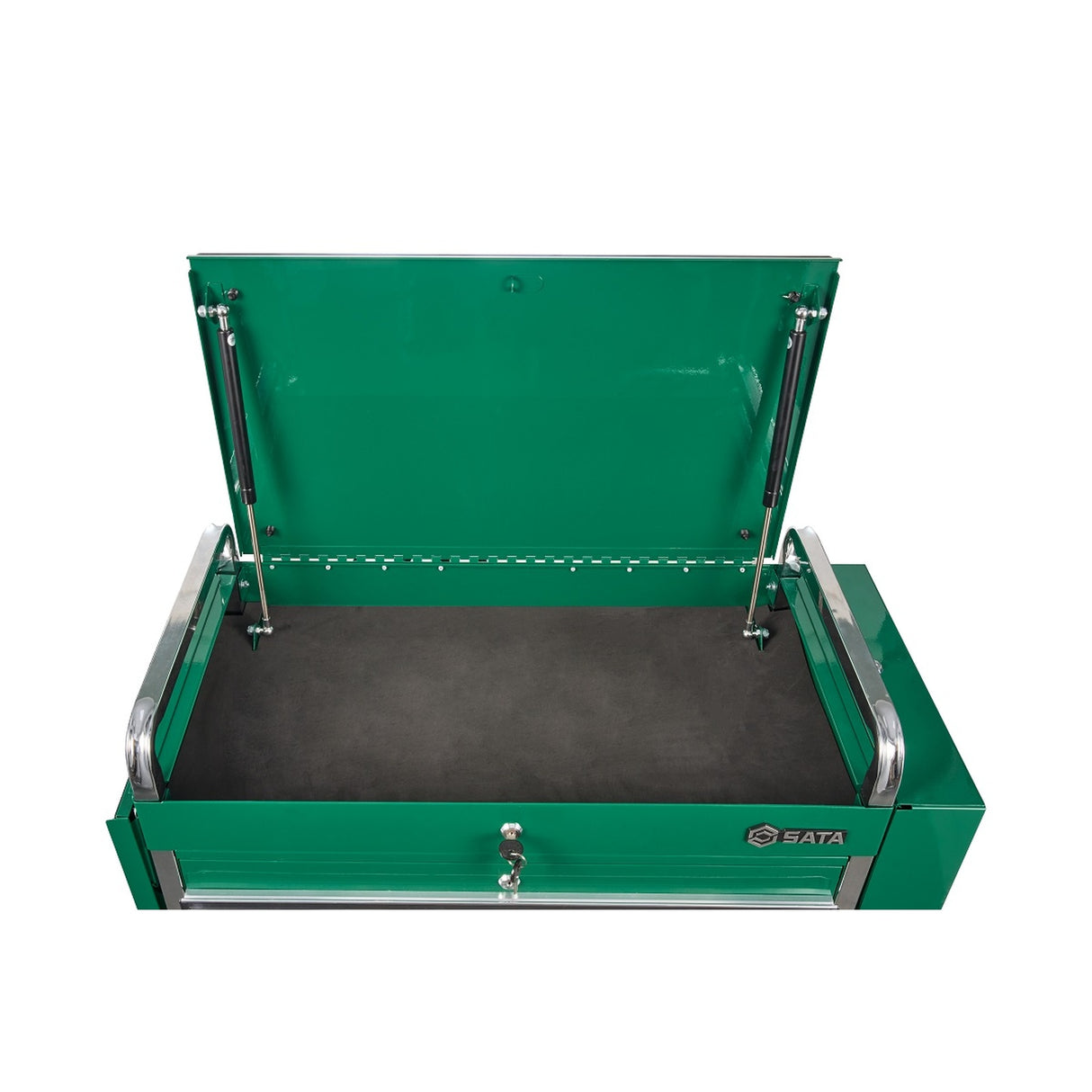Carro Metálico Mesa Lateral 2 Cajones y Baúl 1336x416x94mm Sata