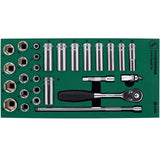 Juego Dados Hexagonal 3/8" 8-24mm 33Pzs Sata