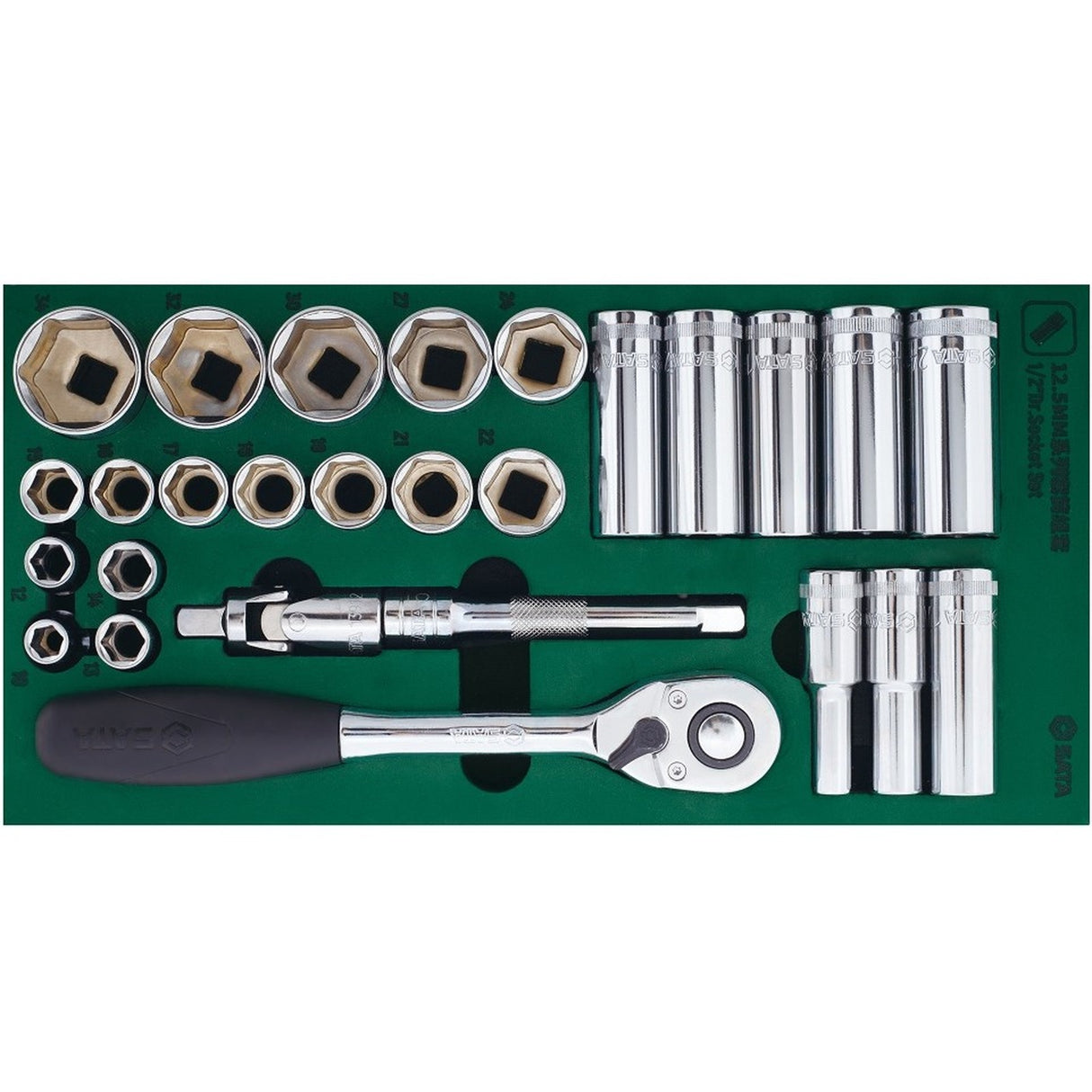 Juego Dados Hexagonal 1/2" 10-34mm 27Pzs Sata