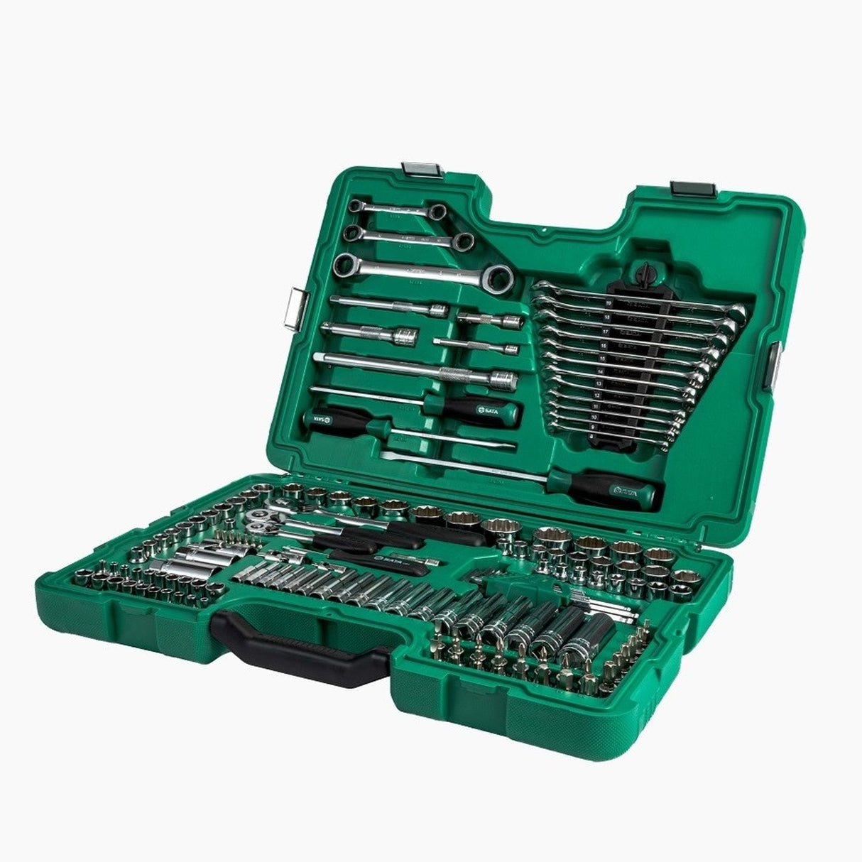 Juego Dados Hexagonal Completo 1/4"-3/8"-1/2" 150Pzs Sata