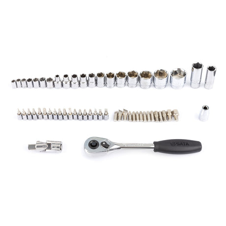 Juego Llaves Y Dados Hexagonal 1/4"-1/2" 76Pzs Sata