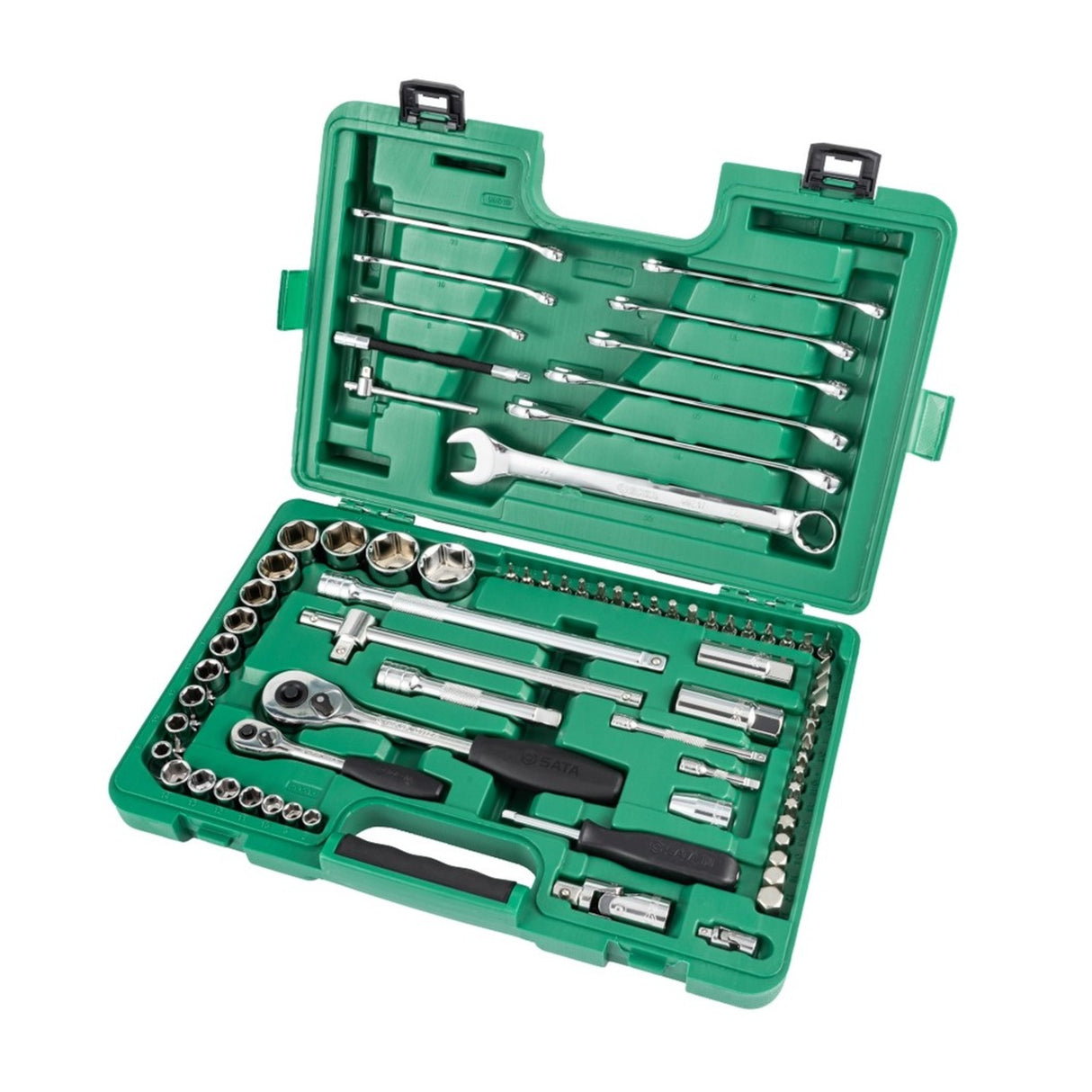 Juego Llaves Y Dados Hexagonal 1/4"-1/2" 76Pzs Sata