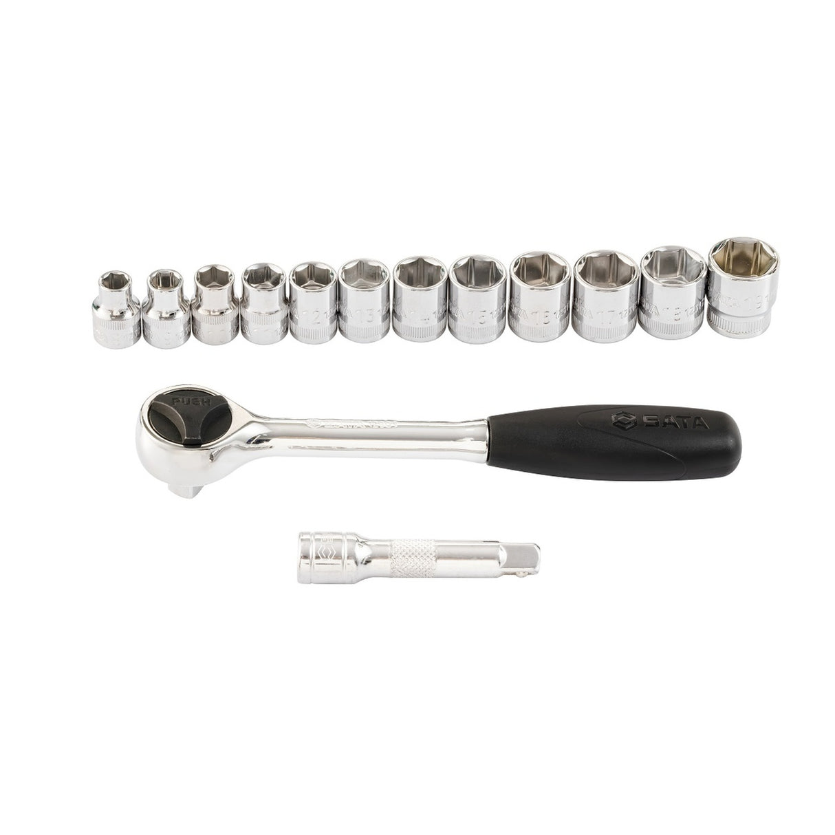 Juego Dados Hexagonal 3/8" 8-19mm 14Pzs Sata