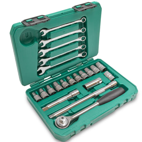 Juego Llaves Punta Corona Dados mm pulg 21Pzs Sata