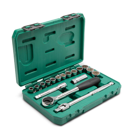 Juego Dados 12 Puntas 1/2" 10-24mm 17Pzs Sata