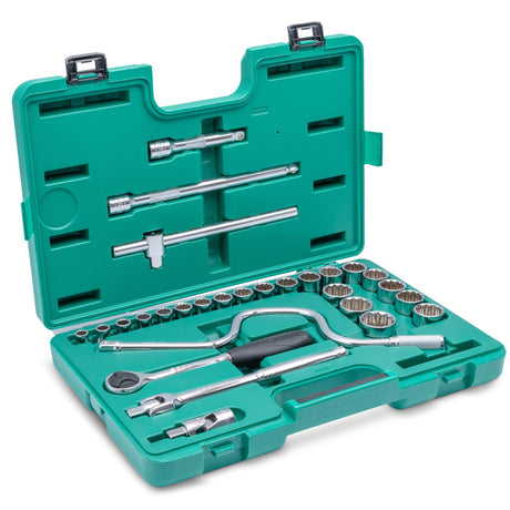 Juego Dados 12 Puntas 1/2" 10-32mm 28Pzs Sata