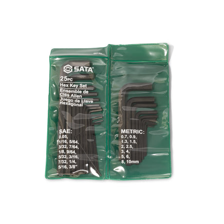 Juego Llaves Allen mm pulg 25Pzs Sata