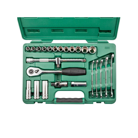 Juego Dados Hexagonal Y 12 Puntas mm 1/2" 25Pzs Sata