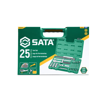 Juego Dados Hexagonal Y 12 Puntas mm 1/2" 25Pzs Sata